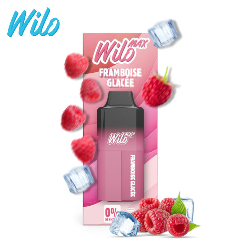 1 Batterie + Pod + Fiole Framboise Glacée Wilo Max 12ml