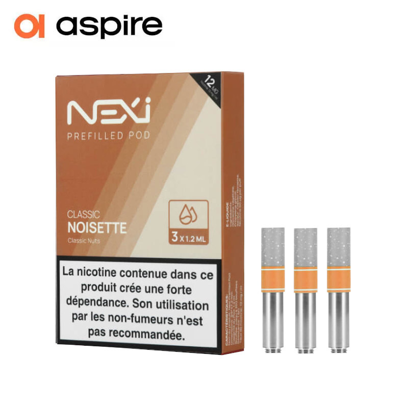 3 Cartouches Nexi One Classic Noisette 1,2ml Aspire avec nicotine